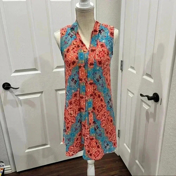 Anthropologie Uncle Frank Mini neck tie key hole back sleeveless dress - Picture 3 of 11